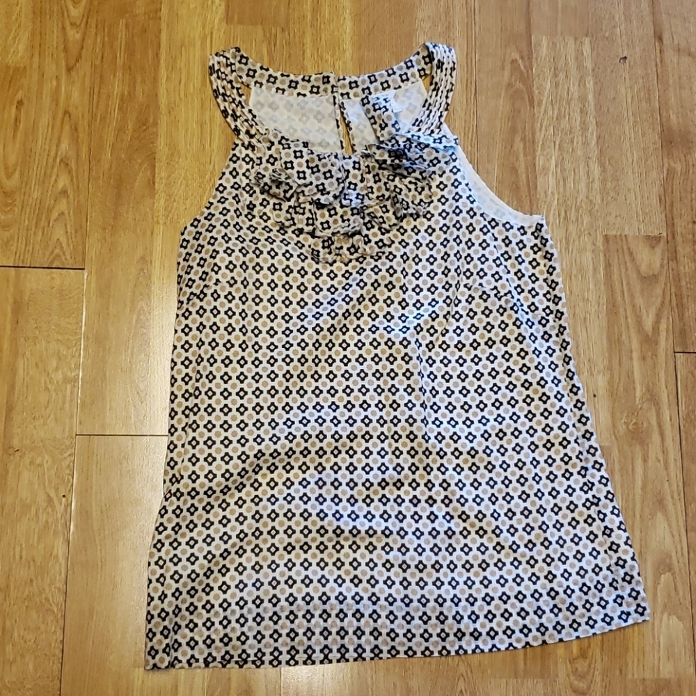 J Crew cotton print sleeveless top sz 0 - Picture 1 of 4